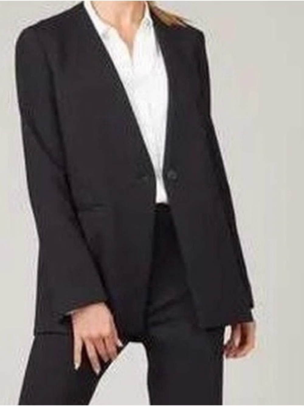 SPANX The Perfect Collarless Blazer Black Ponte Knit Stretch Jacket Women's Sz M